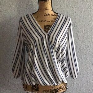 Striped V-Neck Wrap Top